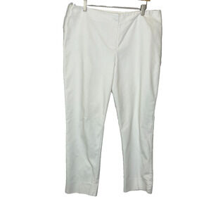 Women's Large (2.5) Chico's White Cotton/Elastane Pull On Ankle Pants